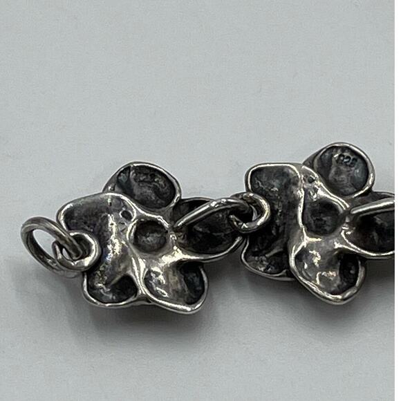 Sterling Silver Marked 925 Rose Flower Linked Feminine Oxidized bracelet 22 Gr - Picture 12 of 14